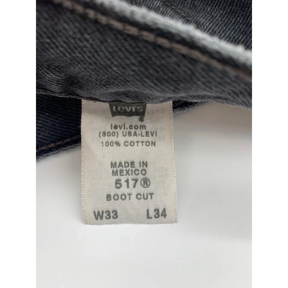 Vintage Levis 517 Jeans Mens 32x29 Black Boot Cut Distressed Y2K (Tag 33x34)